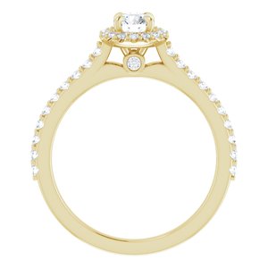 14K Yellow 4 mm Round Forever One™ Moissanite & 1/3 CTW Diamond Engagement Ring